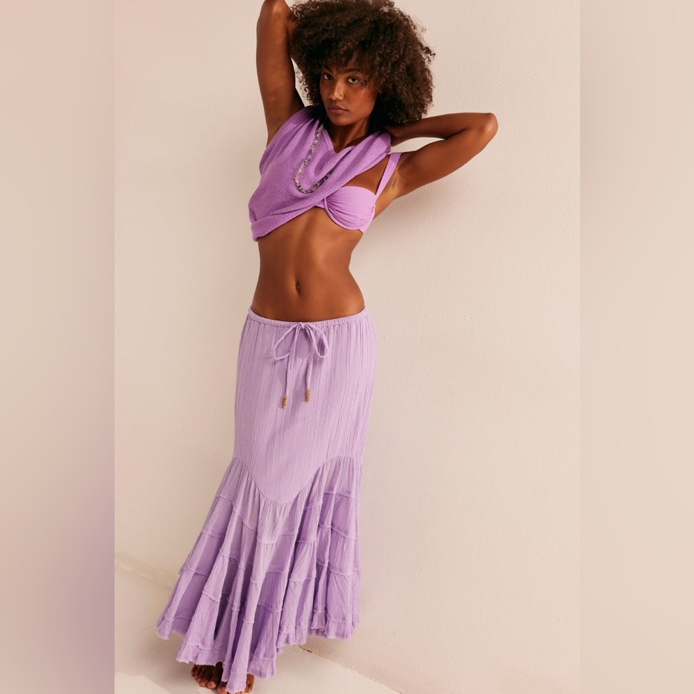 Free People Like A Mermaid Maxi Skirt in Thistle Patch size Small NWOT